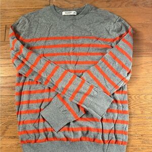 Old Navy Gray and Orange Striped Men's Sweater